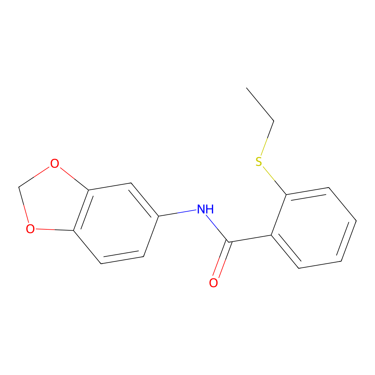 N-(1,3-benzodioxol-5-yl)-2-ethylsulfanylbenzamide molecular structure, CAS 768291-22-1