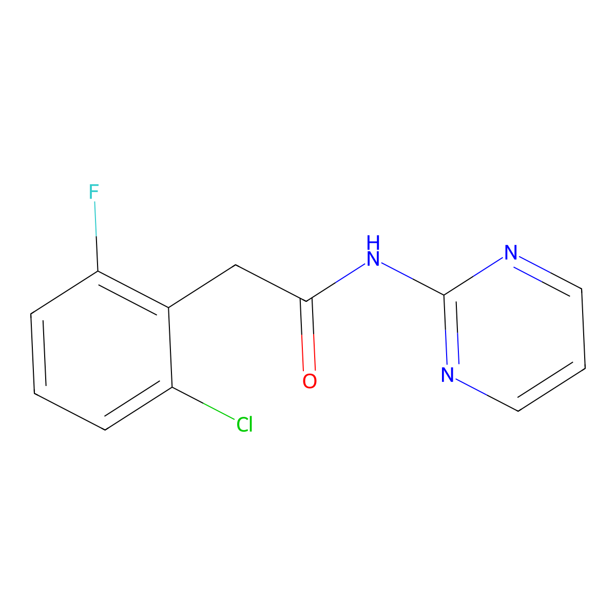 2-(2-chloro-6-fluorophenyl)-N-pyrimidin-2-ylacetamide molecular structure, CAS 768291-24-3