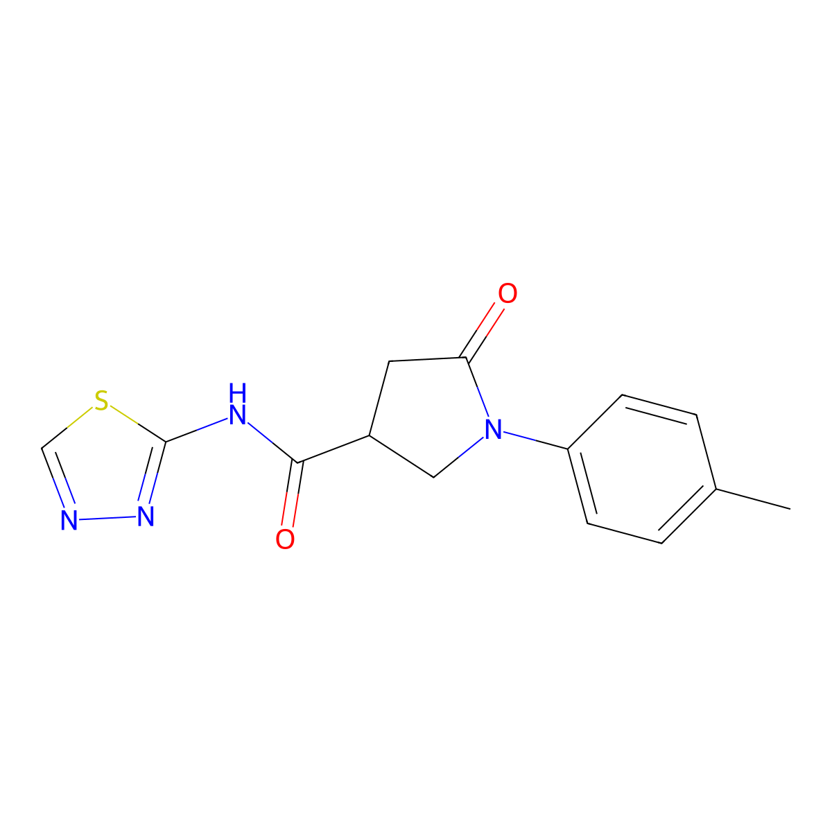 1-(4-methylphenyl)-5-oxo-N-(1,3,4-thiadiazol-2-yl)pyrrolidine-3-carboxamide molecular structure, CAS 768291-71-0