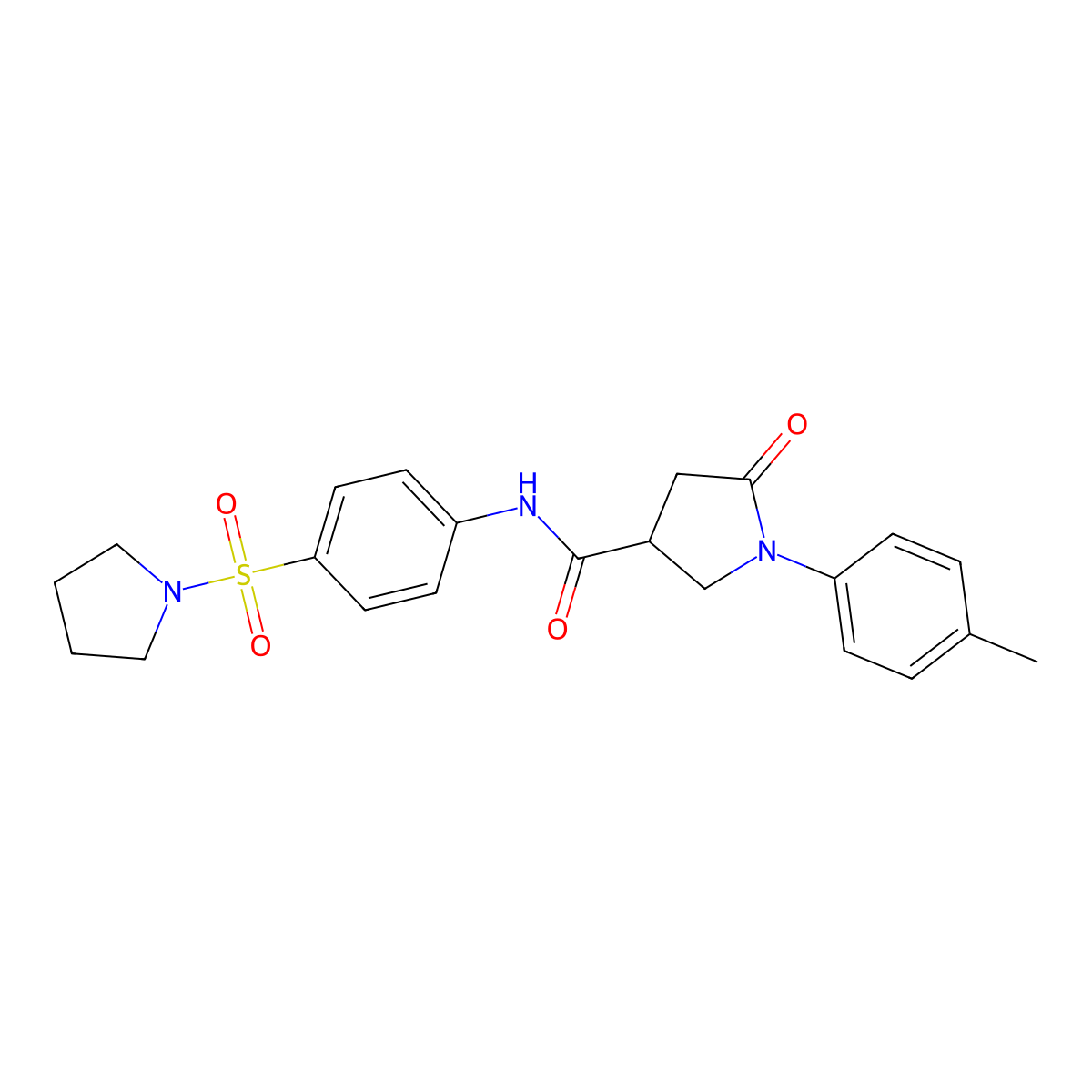 1-(4-methylphenyl)-5-oxo-N-[4-(pyrrolidin-1-ylsulfonyl)phenyl]pyrrolidine-3-carboxamide molecular structure, CAS 768291-75-4
