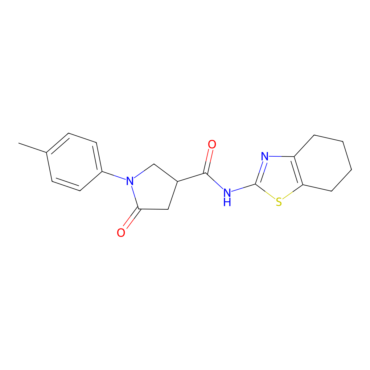 1-(4-methylphenyl)-5-oxo-N-(4,5,6,7-tetrahydro-1,3-benzothiazol-2-yl)pyrrolidine-3-carboxamide molecular structure, CAS 768291-76-5