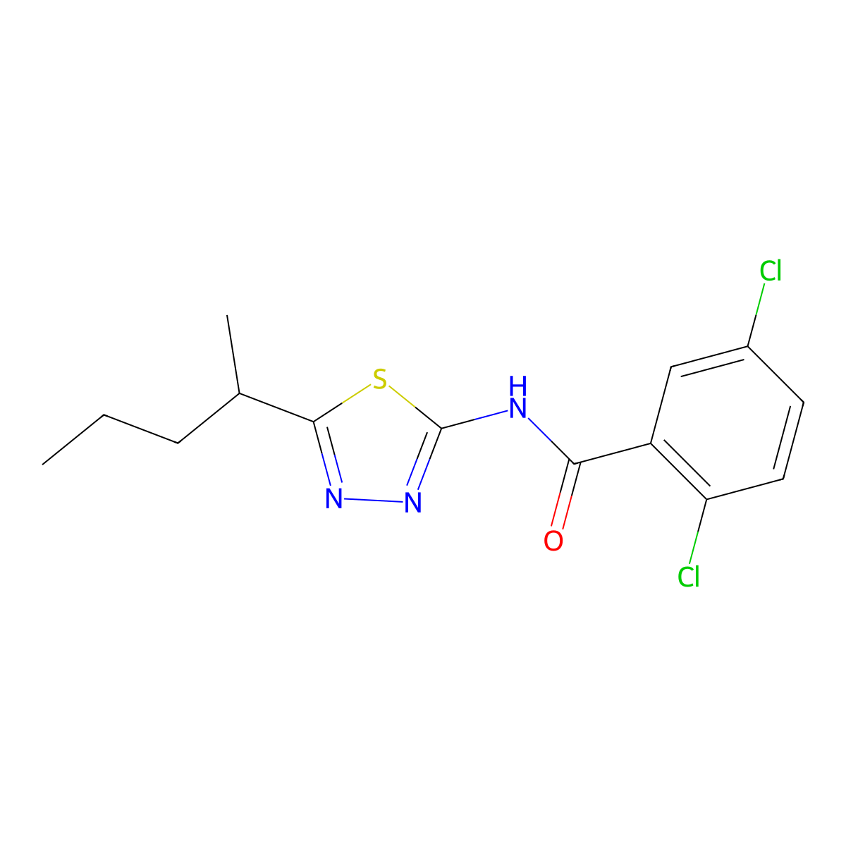 2,5-dichloro-N-(5-pentan-2-yl-1,3,4-thiadiazol-2-yl)benzamide molecular structure, CAS 768292-09-7