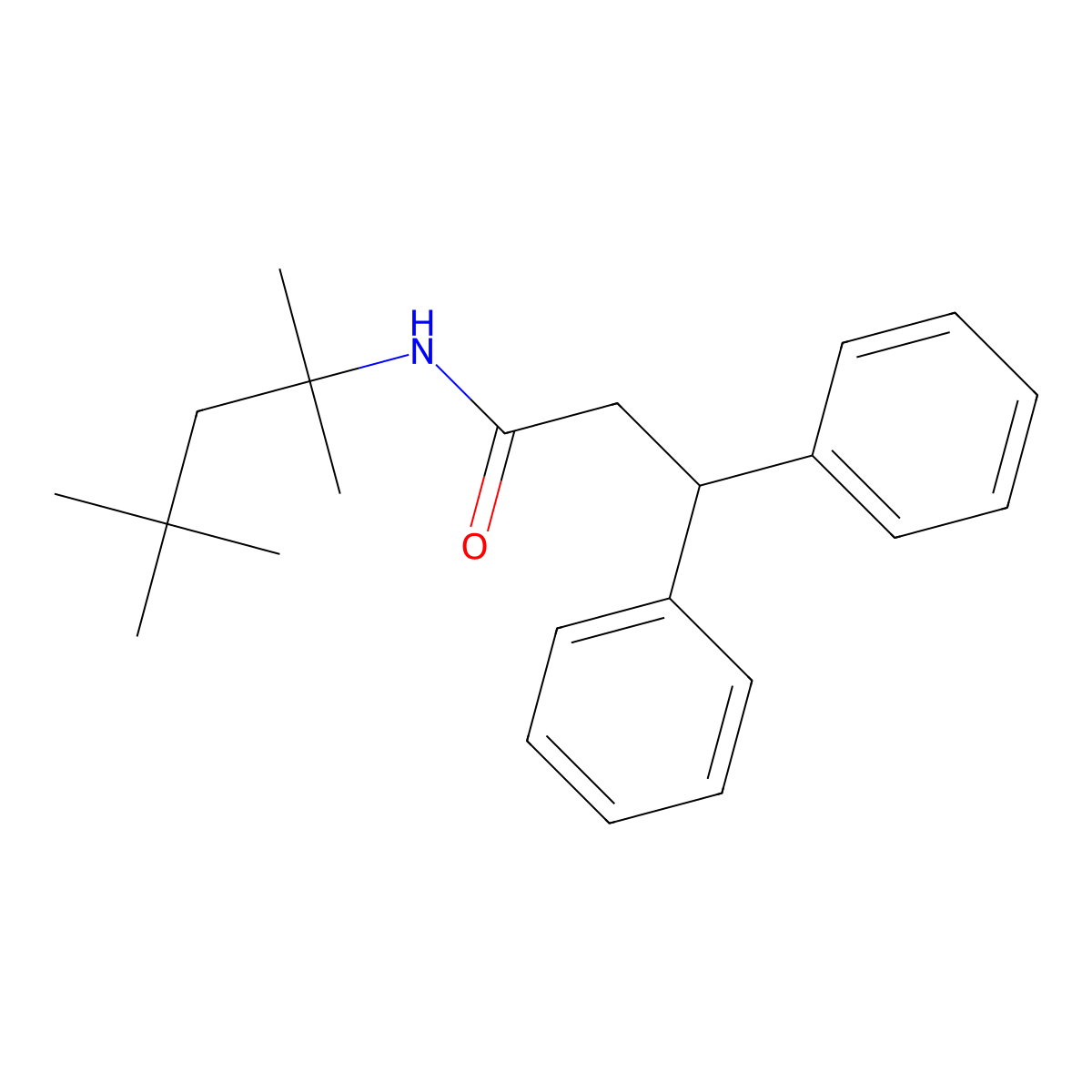 3,3-diphenyl-N-(2,4,4-trimethylpentan-2-yl)propanamide molecular structure, CAS 768292-16-6