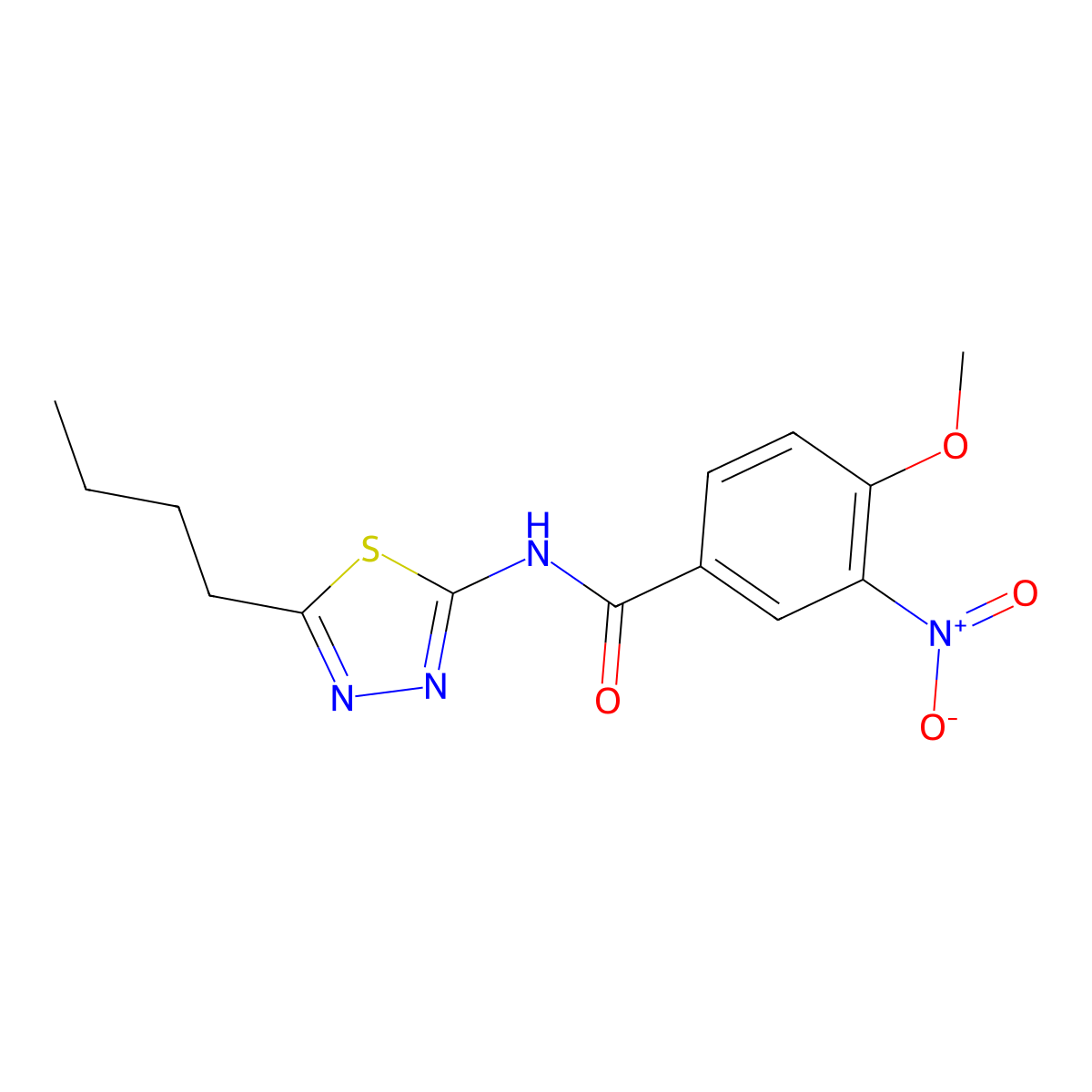 N-(5-butyl-1,3,4-thiadiazol-2-yl)-4-methoxy-3-nitrobenzamide molecular structure, CAS 768292-67-7