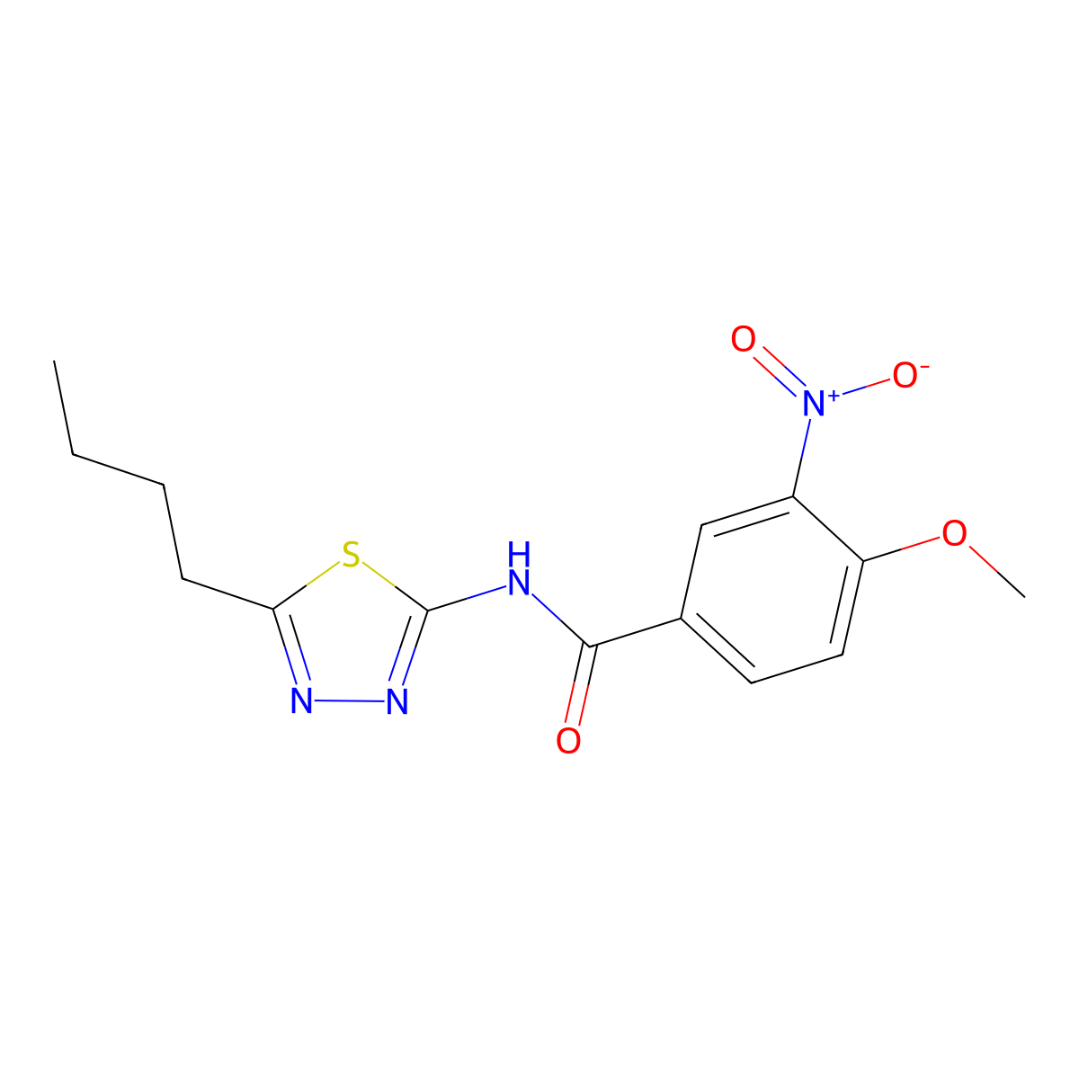 N-(5-butyl-1,3,4-thiadiazol-2-yl)-4-methoxy-3-nitrobenzamide molecular structure, CAS 768292-67-7