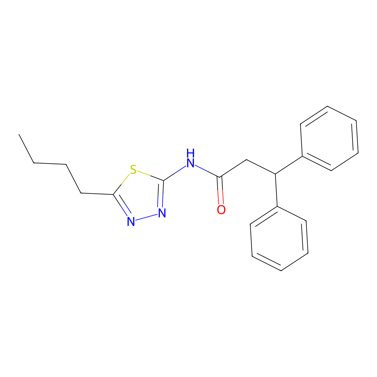 N-(5-butyl-1,3,4-thiadiazol-2-yl)-3,3-diphenylpropanamide molecular structure, CAS 768292-72-4