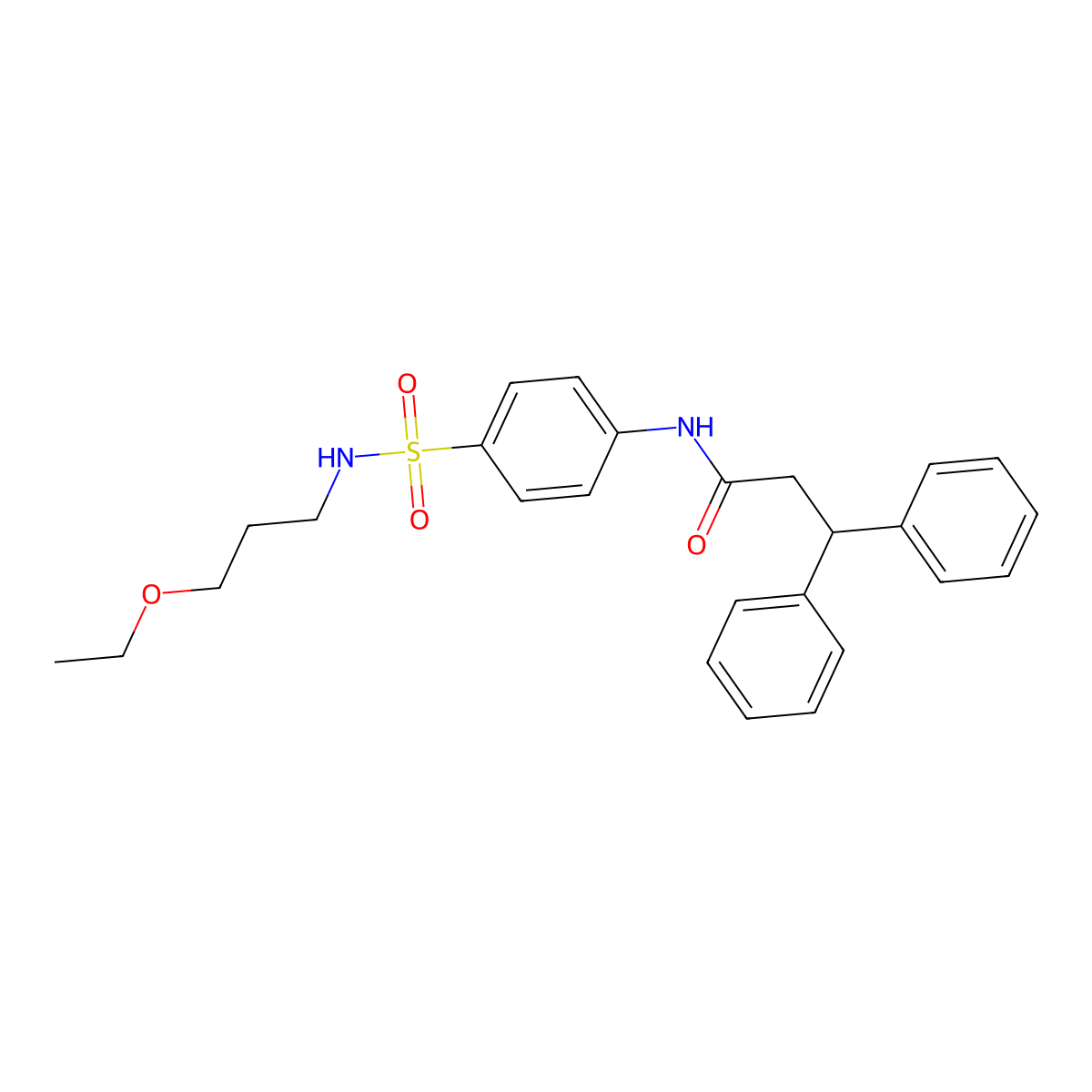 N-[4-(3-ethoxypropylsulfamoyl)phenyl]-3,3-diphenylpropanamide molecular structure, CAS 768292-73-5