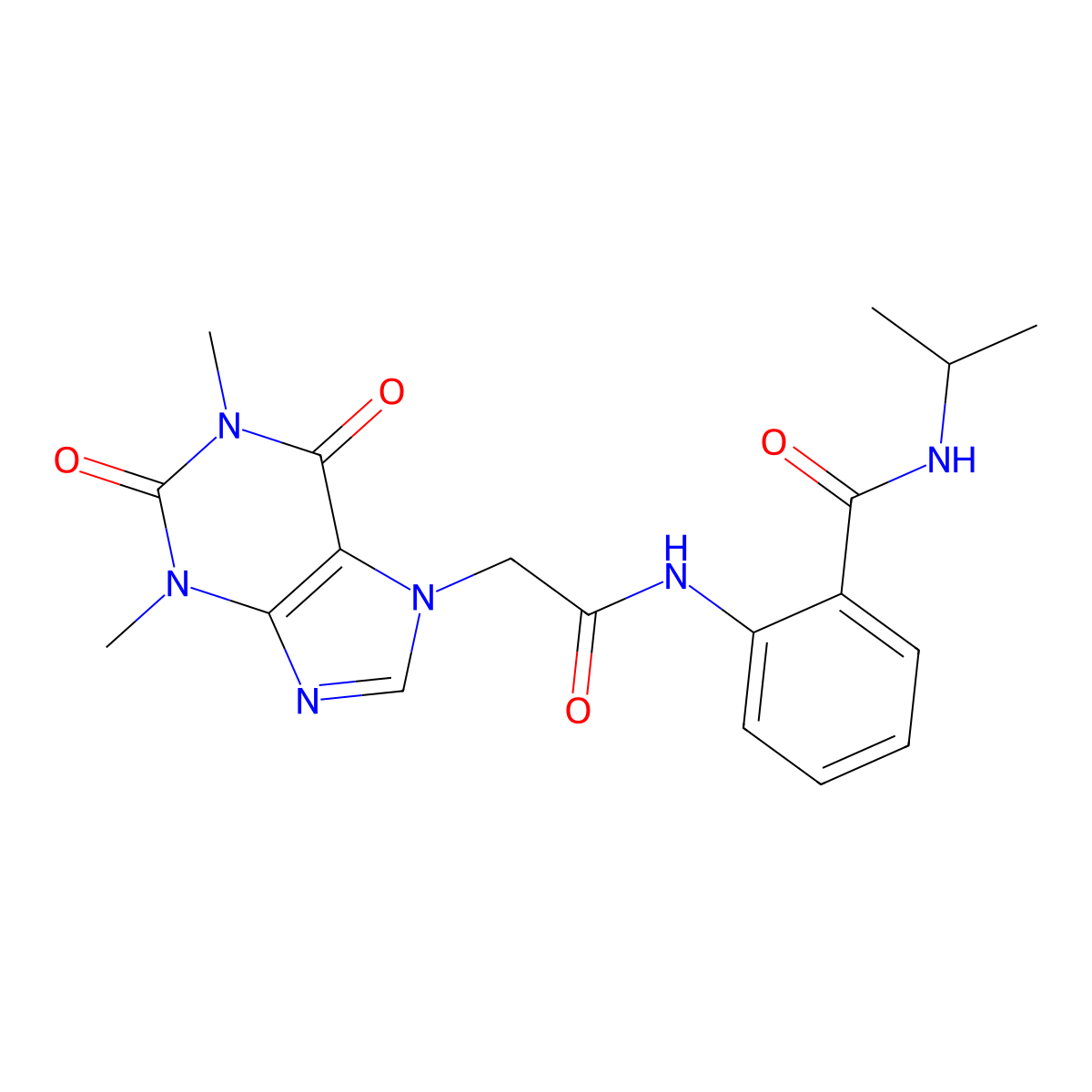 2-[[2-(1,3-dimethyl-2,6-dioxopurin-7-yl)acetyl]amino]-N-propan-2-ylbenzamide molecular structure, CAS 768292-77-9