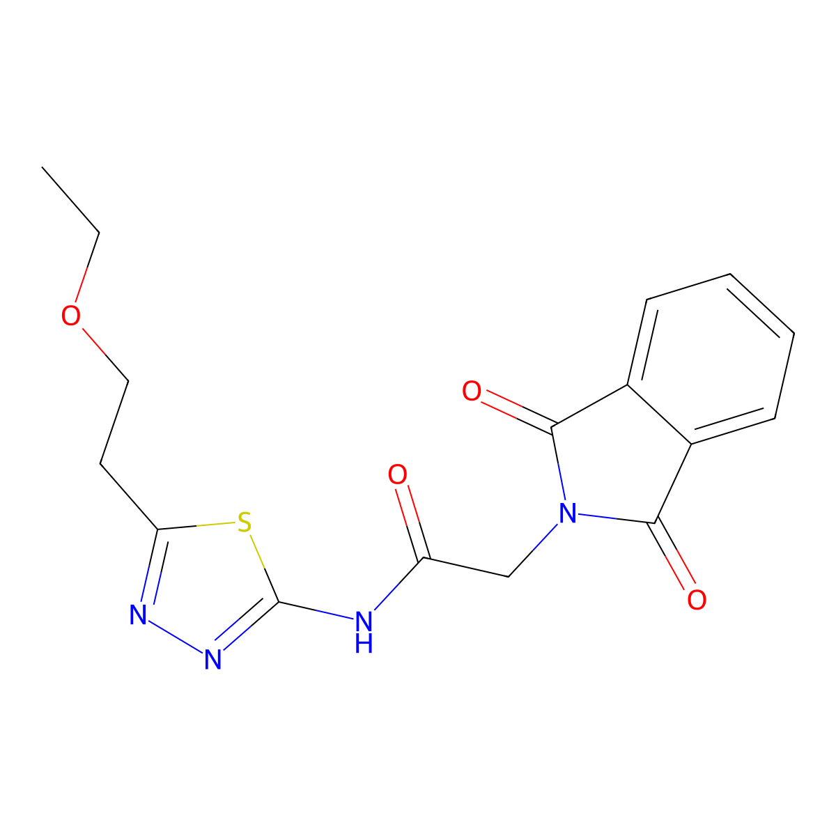 2-(1,3-dioxoisoindol-2-yl)-N-[5-(2-ethoxyethyl)-1,3,4-thiadiazol-2-yl]acetamide molecular structure, CAS 768292-84-8