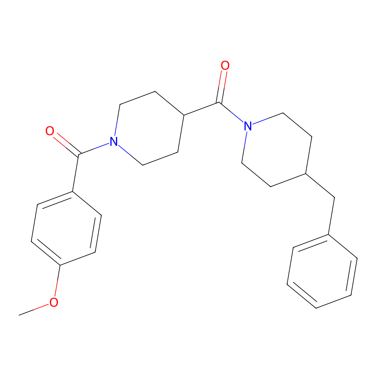 (4-Benzylpiperidin-1-yl)-[1-(4-methoxybenzoyl)piperidin-4-yl]methanone molecular structure, CAS 768293-29-4