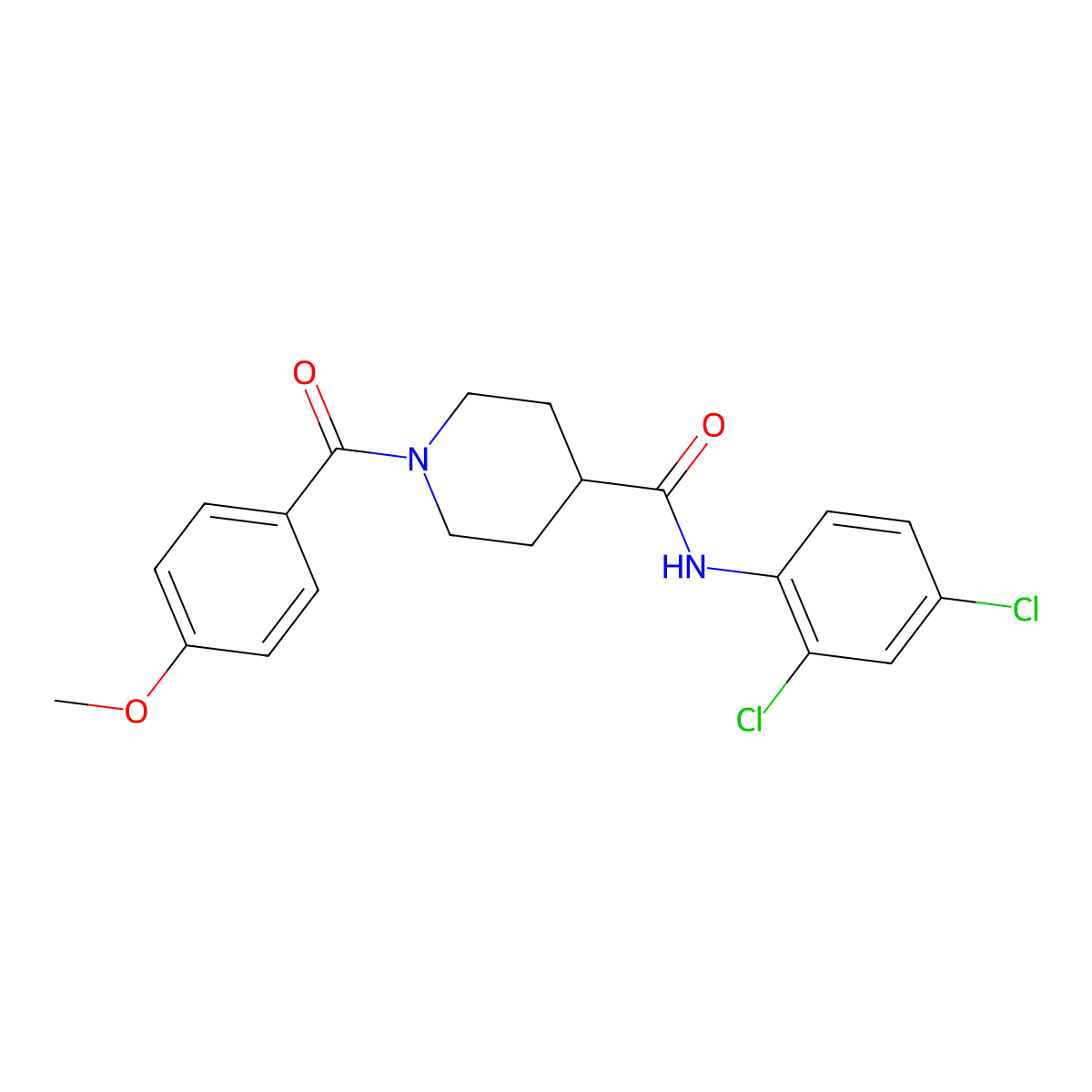 N-(2,4-dichlorophenyl)-1-(4-methoxybenzoyl)piperidine-4-carboxamide molecular structure, CAS 768293-34-1