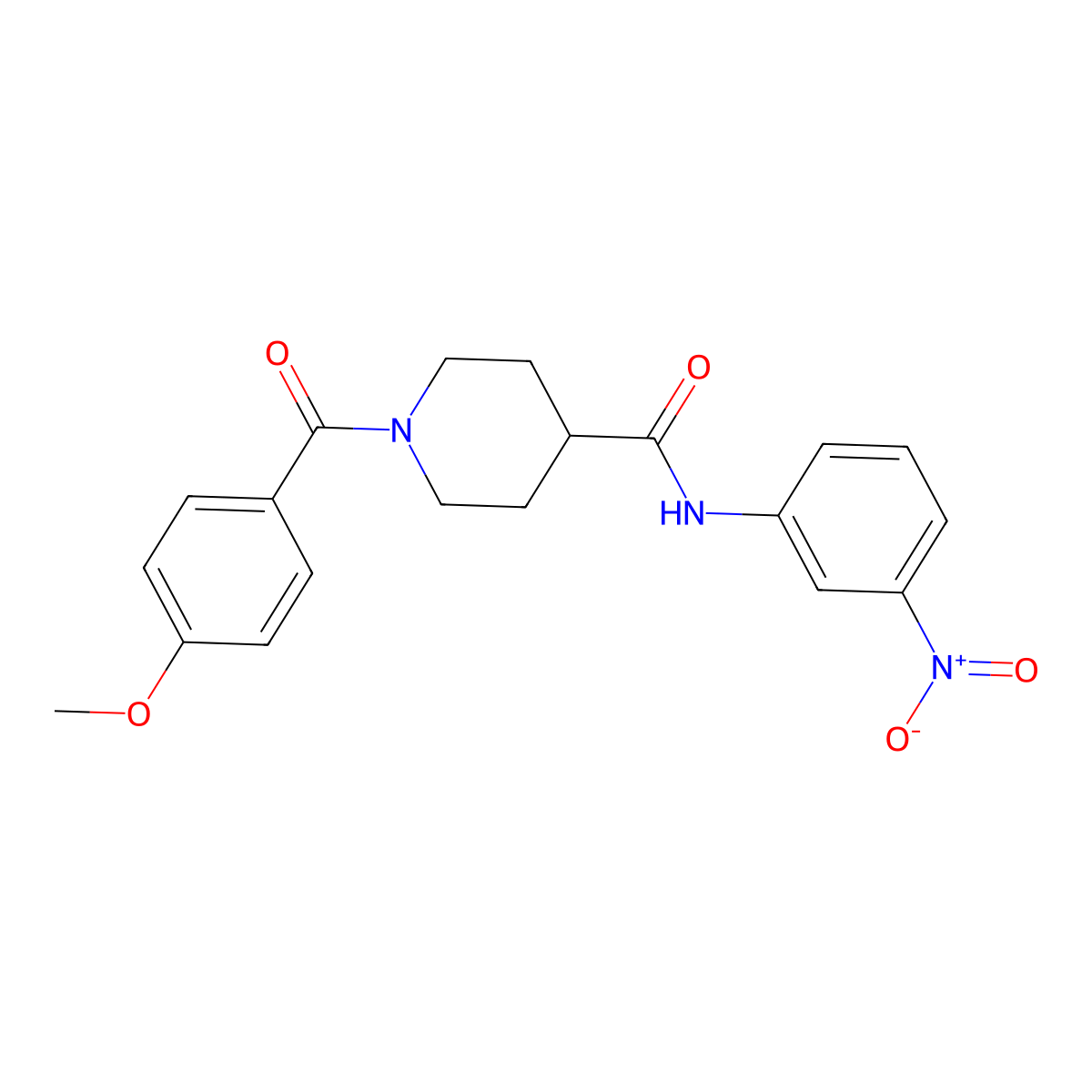 1-(4-methoxybenzoyl)-N-(3-nitrophenyl)piperidine-4-carboxamide molecular structure, CAS 768293-38-5