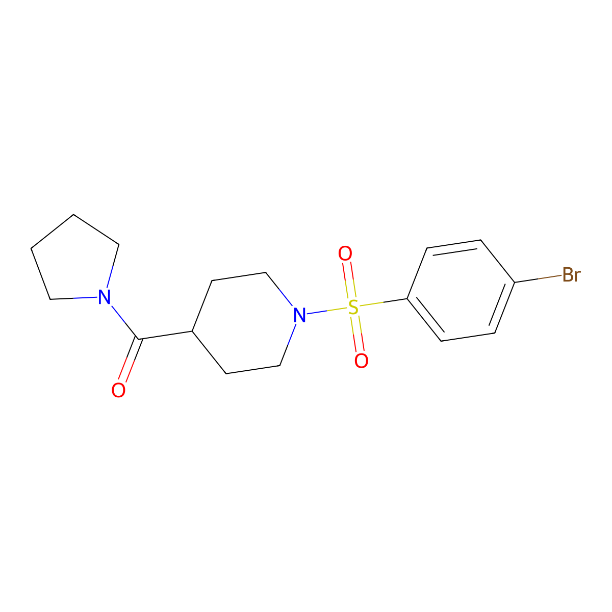 [1-(4-Bromophenyl)sulfonylpiperidin-4-yl]-pyrrolidin-1-ylmethanone molecular structure, CAS 768293-44-3
