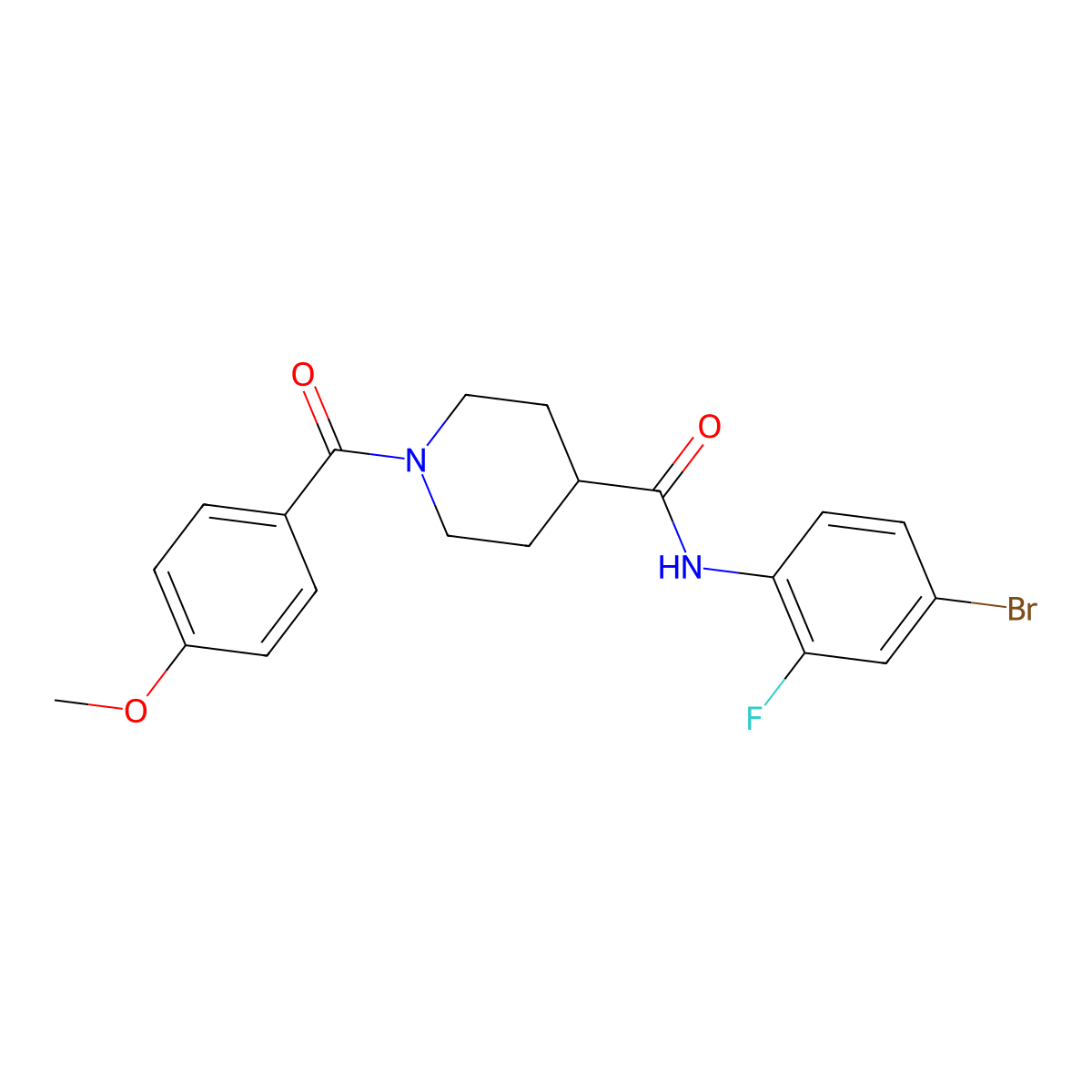 N-(4-bromo-2-fluorophenyl)-1-(4-methoxybenzoyl)piperidine-4-carboxamide molecular structure, CAS 768293-47-6