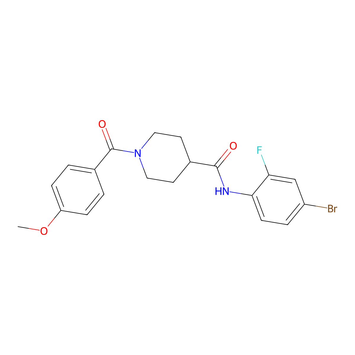 N-(4-bromo-2-fluorophenyl)-1-(4-methoxybenzoyl)piperidine-4-carboxamide molecular structure, CAS 768293-47-6