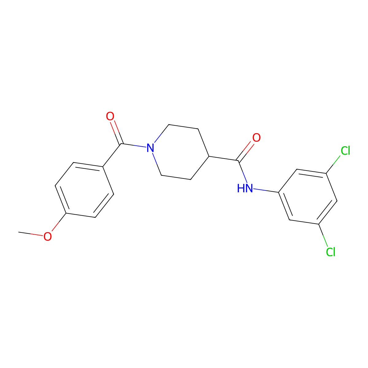 N-(3,5-dichlorophenyl)-1-(4-methoxybenzoyl)piperidine-4-carboxamide molecular structure, CAS 768293-50-1