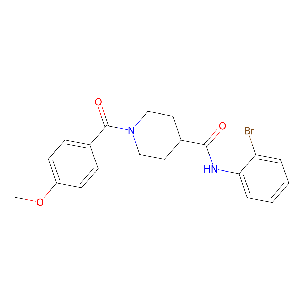 N-(2-bromophenyl)-1-(4-methoxybenzoyl)piperidine-4-carboxamide molecular structure, CAS 768293-53-4