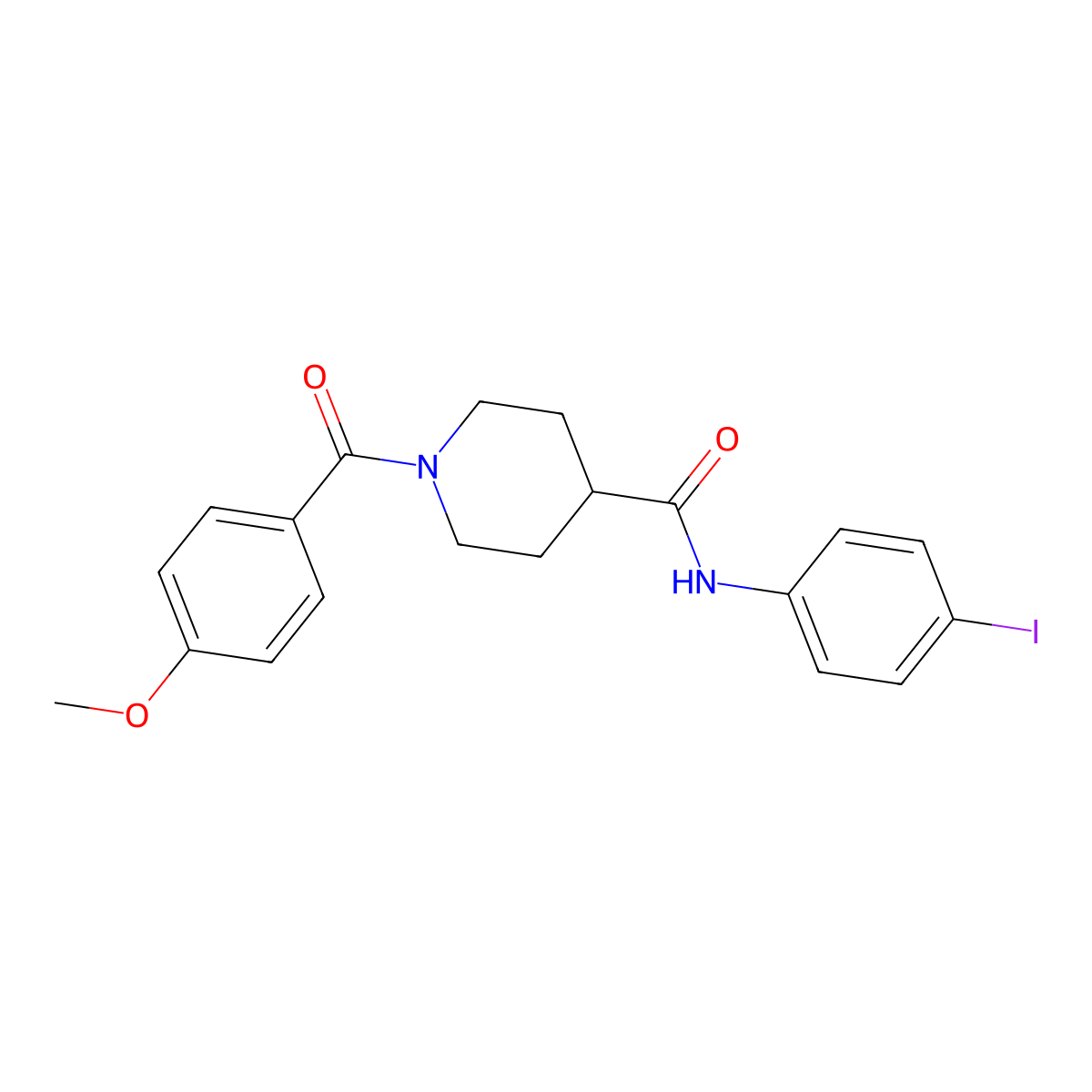 N-(4-iodophenyl)-1-(4-methoxybenzoyl)piperidine-4-carboxamide molecular structure, CAS 768293-58-9