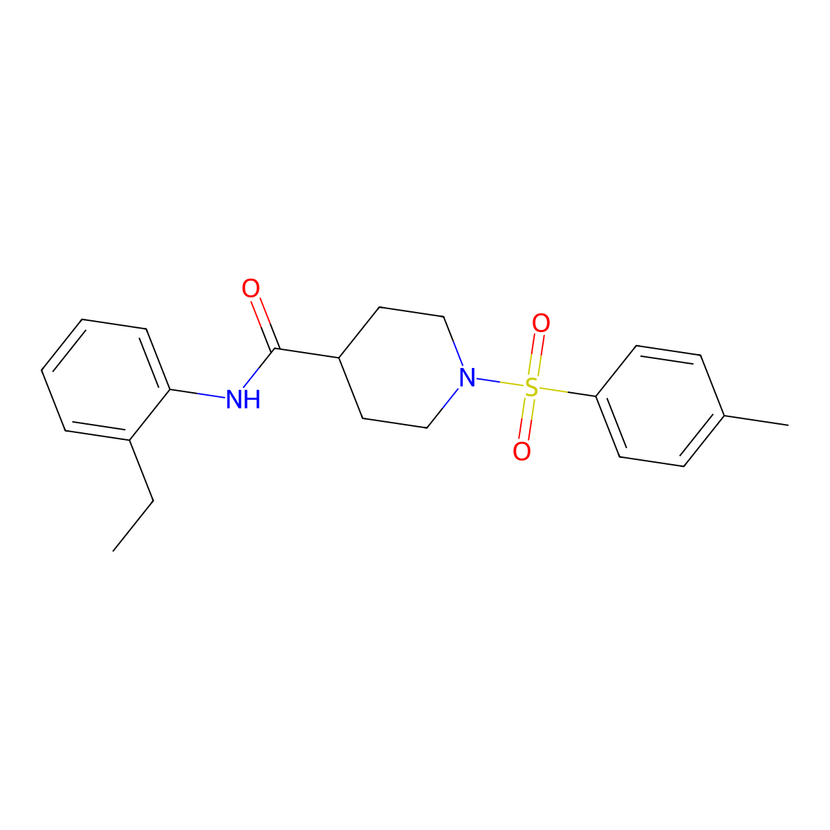 N-(2-ethylphenyl)-1-(4-methylphenyl)sulfonylpiperidine-4-carboxamide molecular structure, CAS 768293-65-8