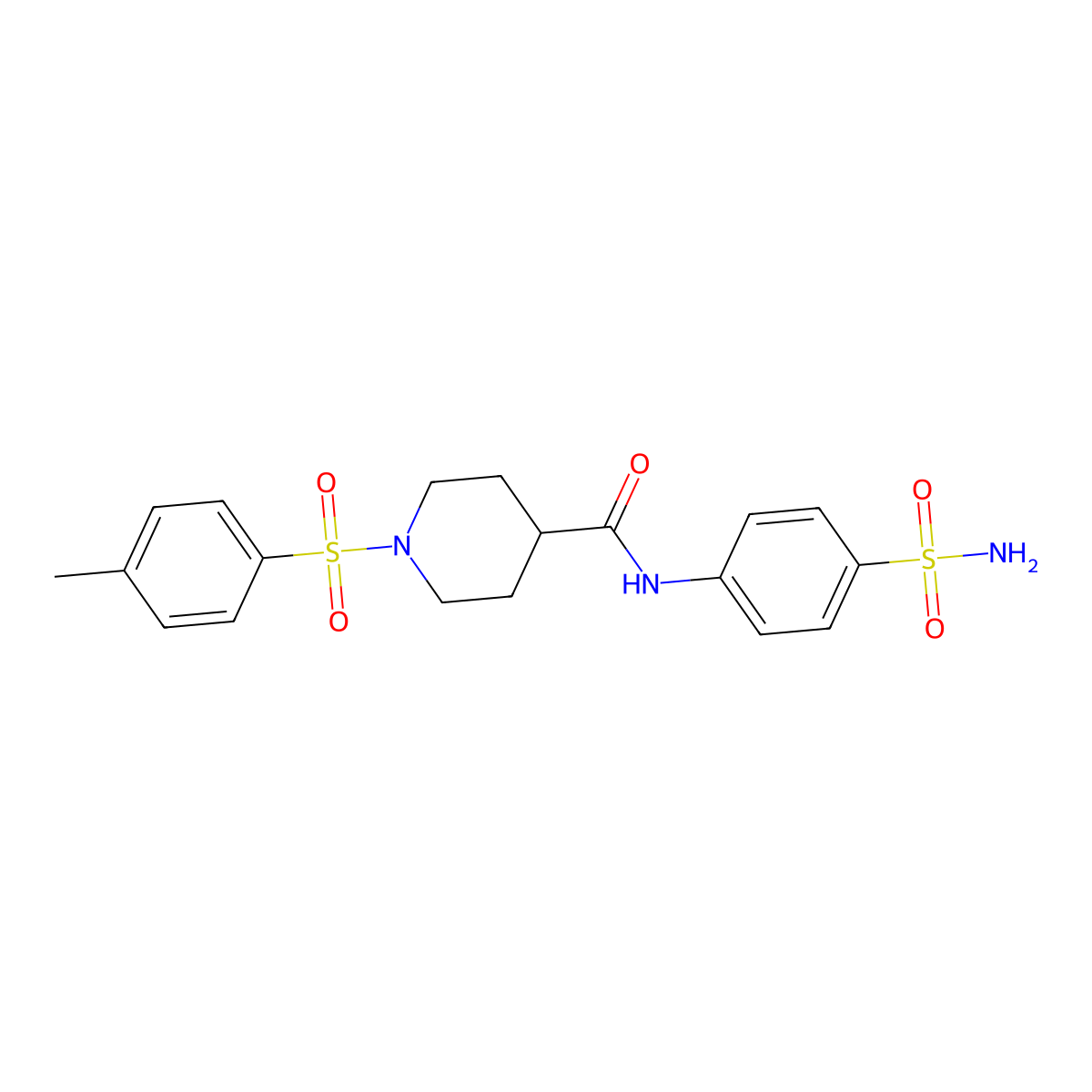 1-[(4-methylphenyl)sulfonyl]-N-(4-sulfamoylphenyl)piperidine-4-carboxamide molecular structure, CAS 768293-67-0