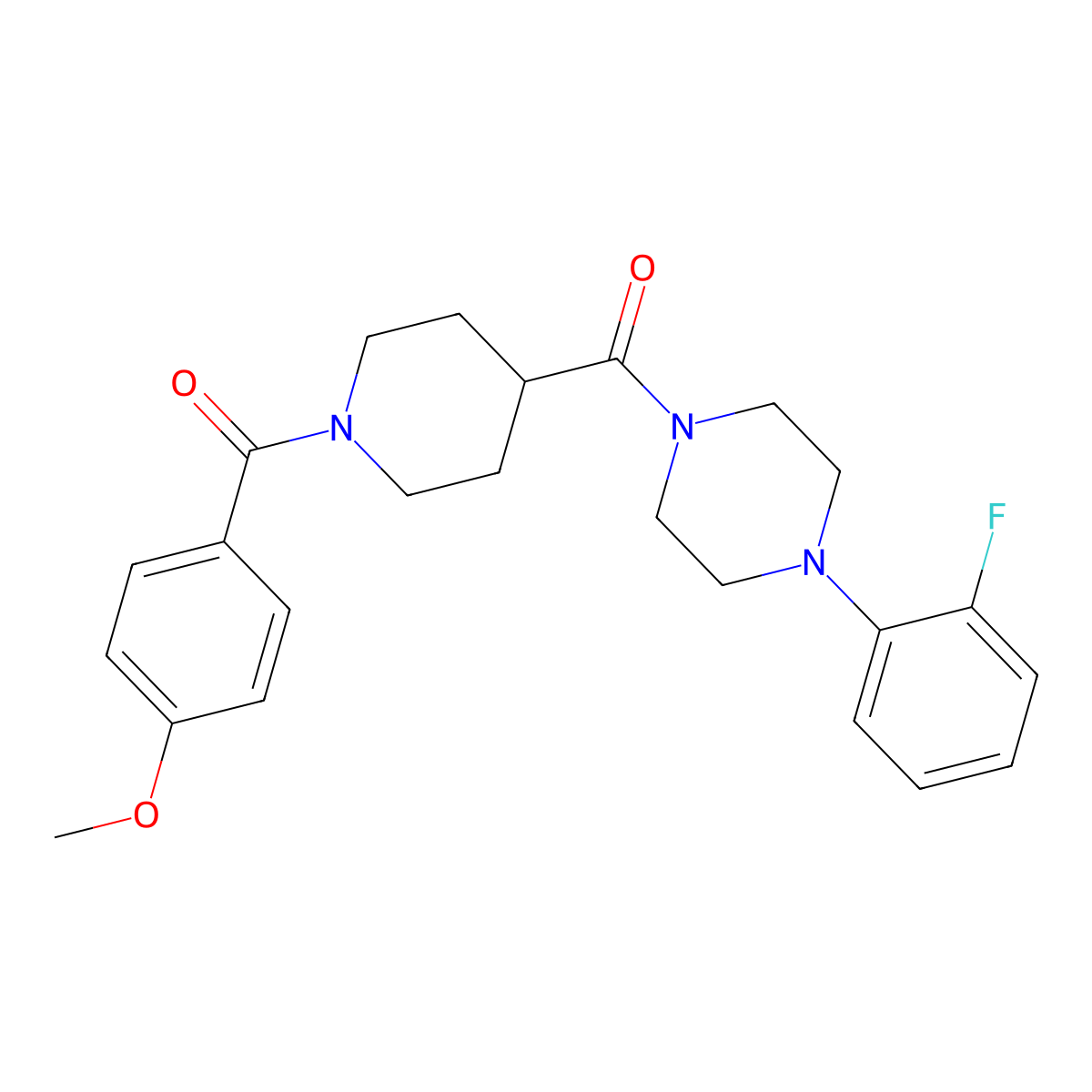 [4-(2-Fluorophenyl)piperazin-1-yl]-[1-(4-methoxybenzoyl)piperidin-4-yl]methanone molecular structure, CAS 768293-69-2
