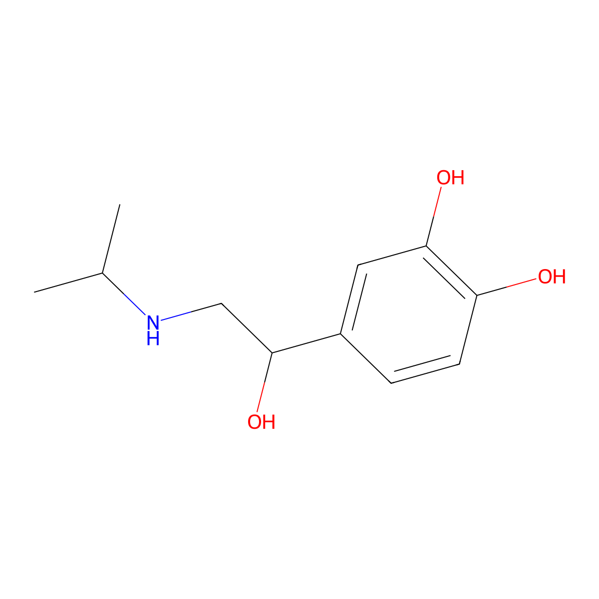 Isoproterenol molecular structure, CAS 7683-59-2