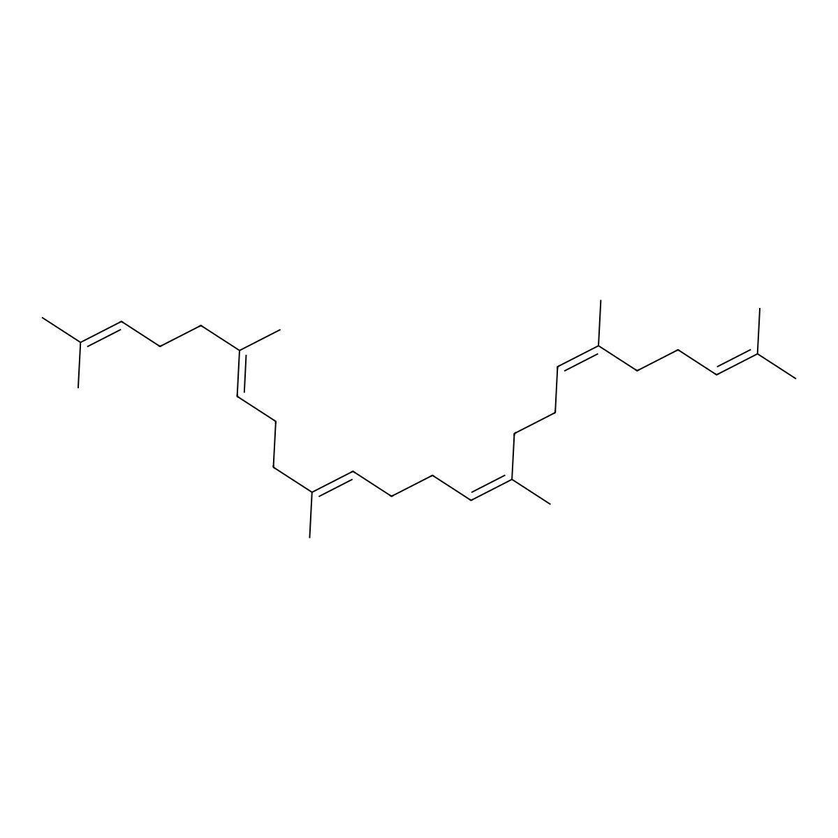 2,6,10,15,19,23-Hexamethyltetracosa-2,6,10,14,18,22-hexaene molecular structure, CAS 7683-64-9
