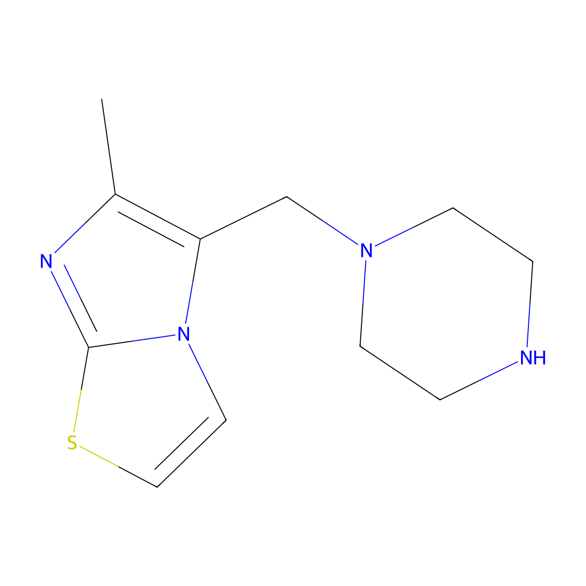 6-Methyl-5-(piperazin-1-ylmethyl)imidazo[2,1-b][1,3]thiazole molecular structure, CAS 768327-95-3