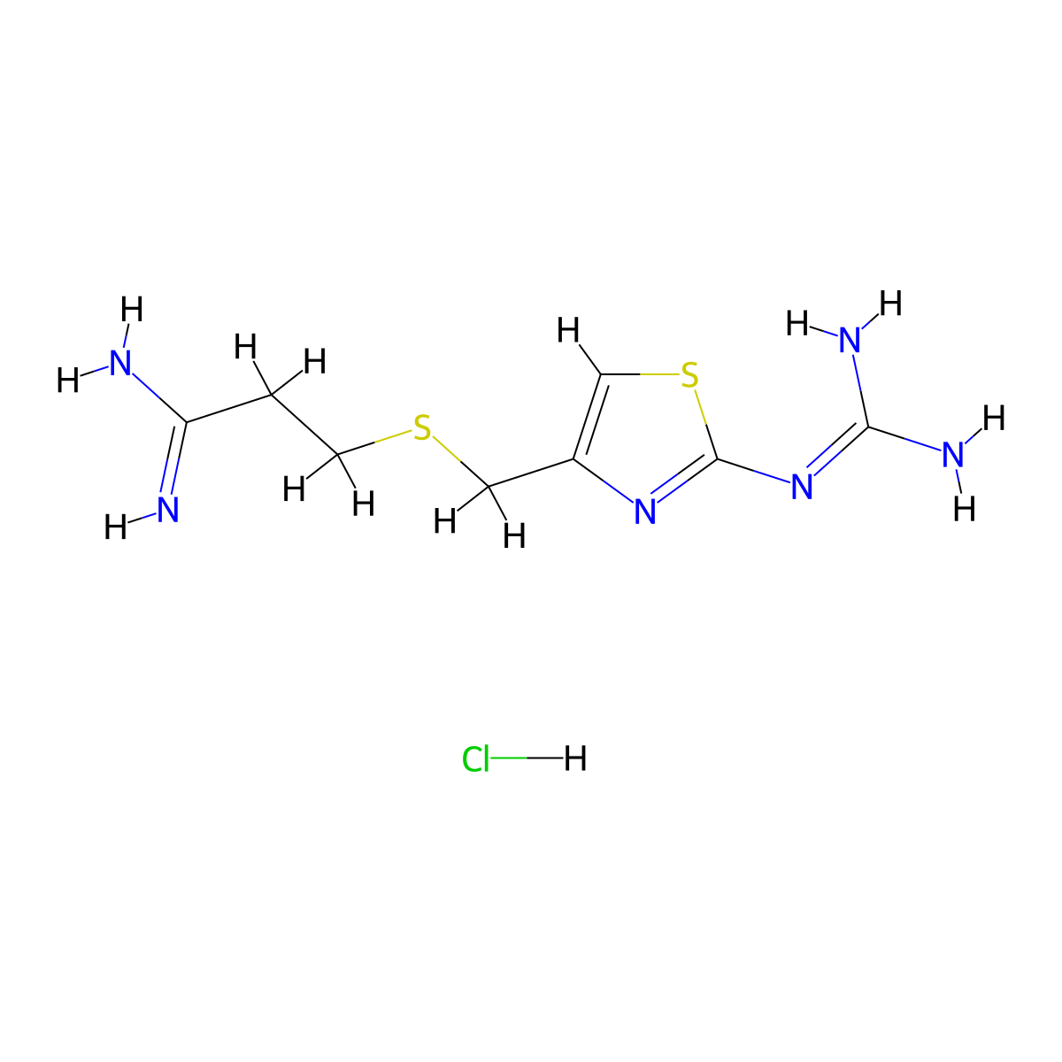 3-[[[2-[(Diaminomethylene)amino]-4-thiazolyl]methyl]thio]propanimidamide Hydrochloride molecular structure, CAS 76833-47-1