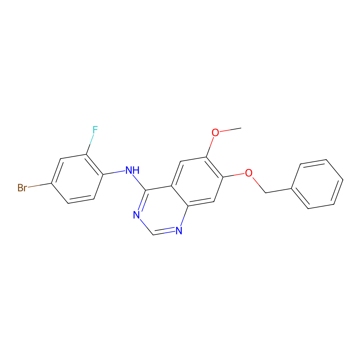 7-(Benzyloxy)-N-(4-bromo-2-fluorophenyl)-6-methoxyquinazolin-4-amine molecular structure, CAS 768350-54-5