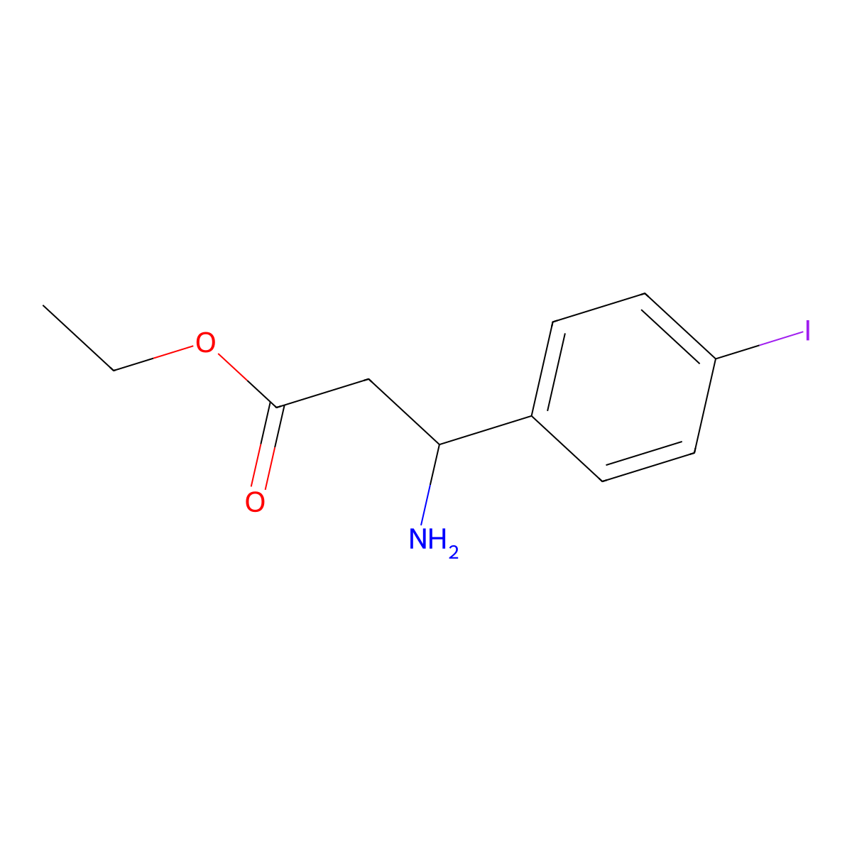 Ethyl 3-amino-3-(4-iodophenyl)propanoate molecular structure, CAS 768356-24-7