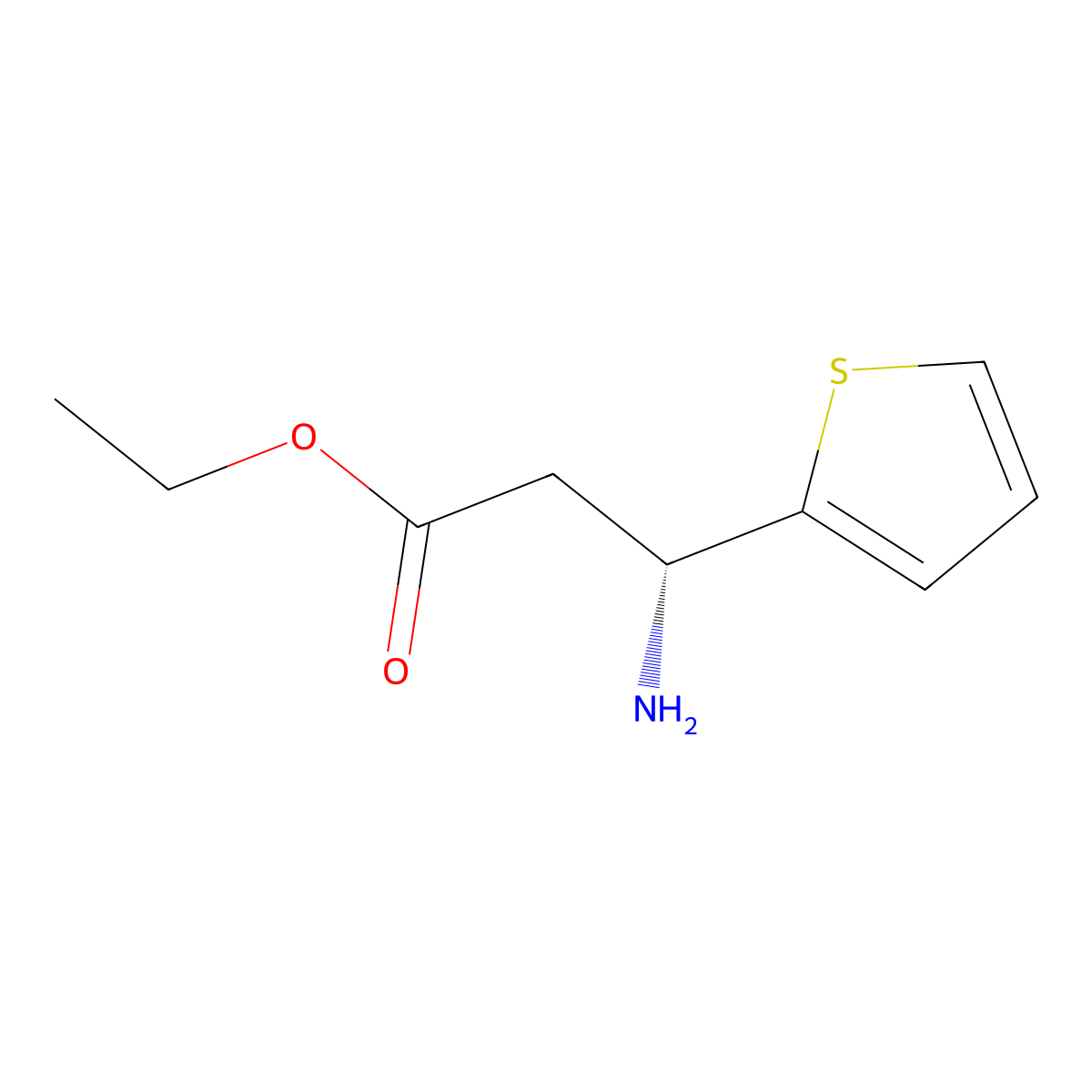 Ethyl (3R)-3-amino-3-(thiophen-2-YL)propanoate molecular structure, CAS 768356-40-7