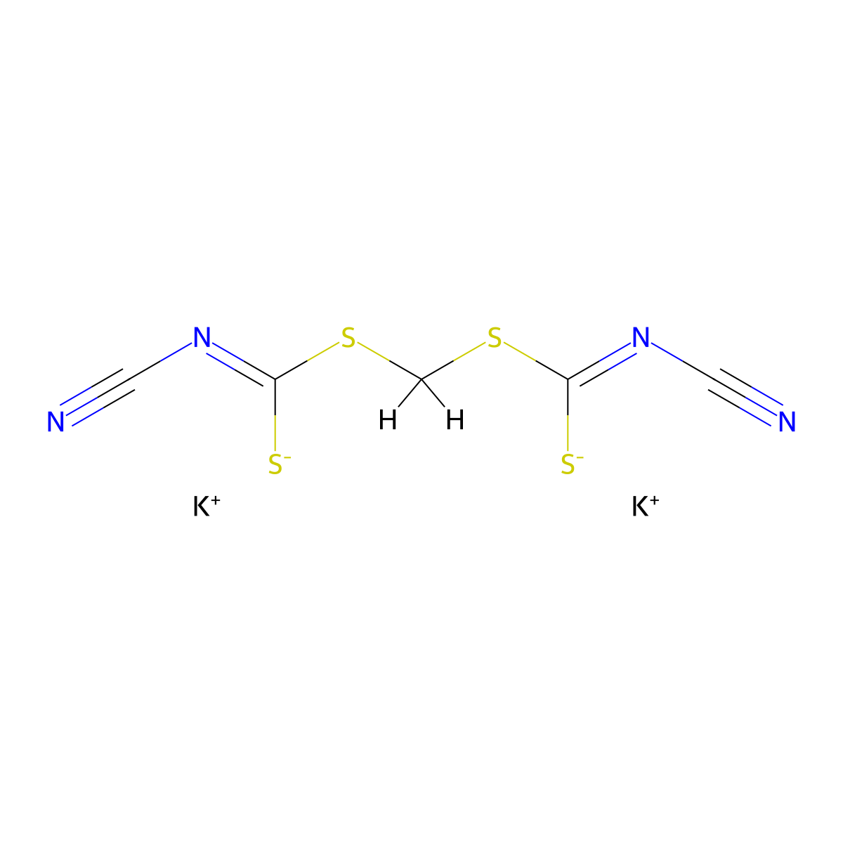 Dipotassium (2E,7E)-1,9-dinitrilo-4,6-dithia-2,8-diazanona-2,7-diene-3,7-bis(thiolate) molecular structure, CAS 76837-94-0