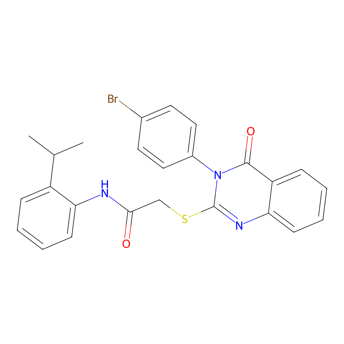 2-{[3-(4-bromophenyl)-4-oxo-3,4-dihydroquinazolin-2-yl]sulfanyl}-N-[2-(propan-2-yl)phenyl]acetamide molecular structure, CAS 768372-53-8