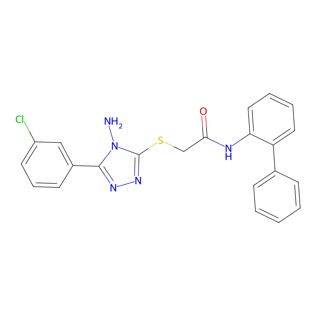2-{[4-amino-5-(3-chlorophenyl)-4H-1,2,4-triazol-3-yl]sulfanyl}-N-(biphenyl-2-yl)acetamide molecular structure, CAS 768373-52-0