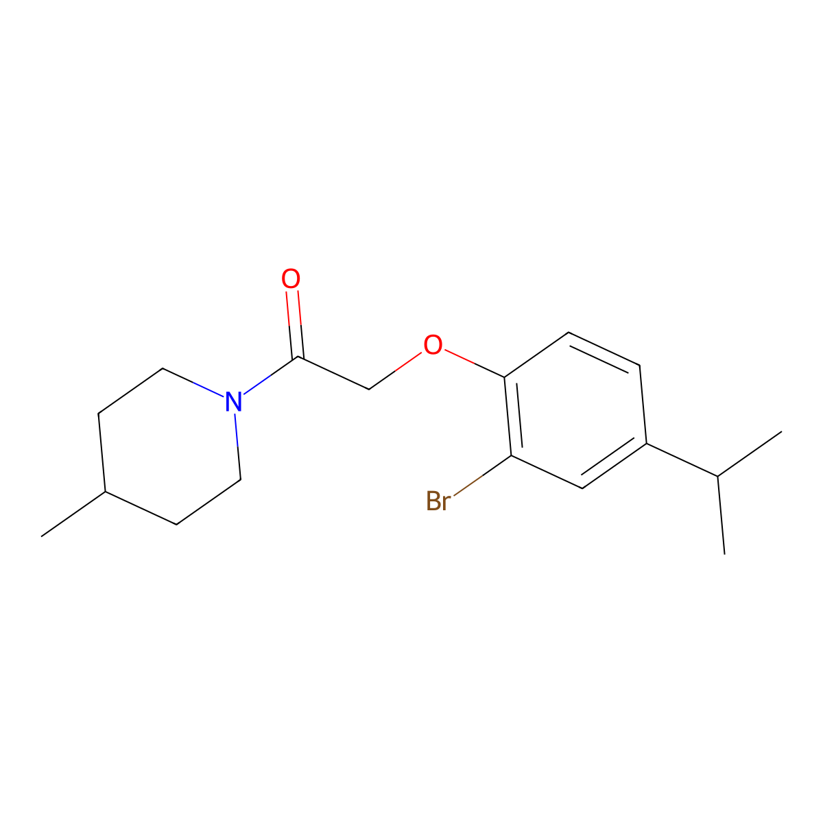 2-[2-Bromo-4-(propan-2-yl)phenoxy]-1-(4-methylpiperidin-1-yl)ethan-1-one molecular structure, CAS 768373-76-8