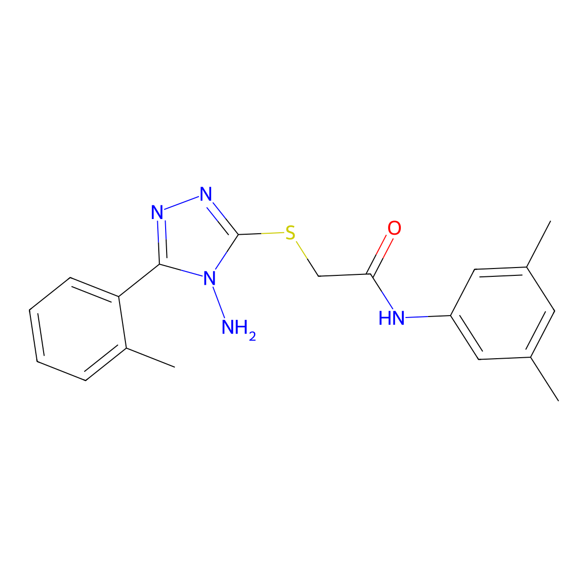 2-{[4-amino-5-(2-methylphenyl)-4H-1,2,4-triazol-3-yl]sulfanyl}-N-(3,5-dimethylphenyl)acetamide molecular structure, CAS 768374-65-8