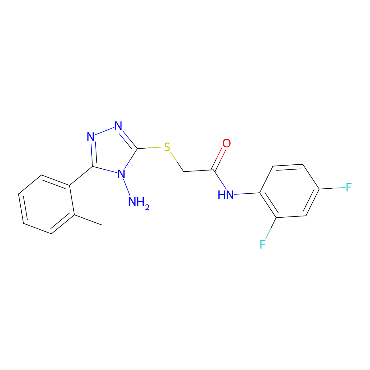2-[4-amino-5-(2-methylphenyl)(1,2,4-triazol-3-ylthio)]-N-(2,4-difluorophenyl)a cetamide molecular structure, CAS 768374-92-1