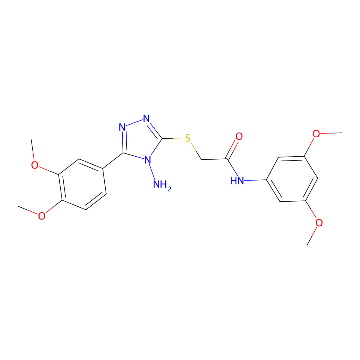 2-[4-amino-5-(3,4-dimethoxyphenyl)(1,2,4-triazol-3-ylthio)]-N-(3,5-dimethoxyph enyl)acetamide molecular structure, CAS 768375-93-5