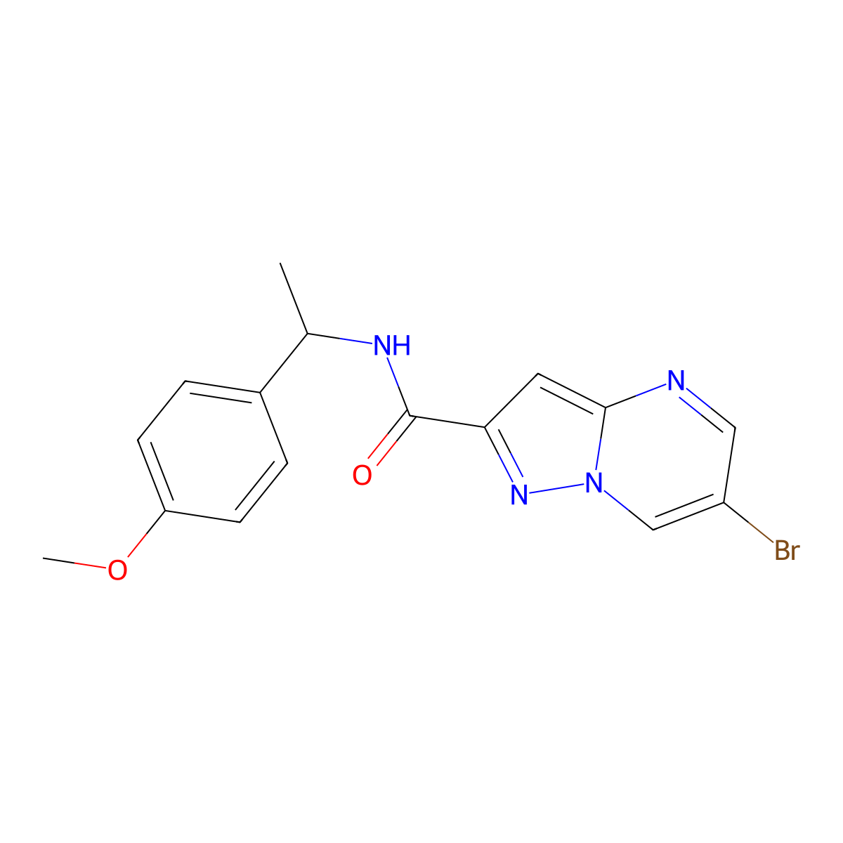 6-bromo-N-[1-(4-methoxyphenyl)ethyl]pyrazolo[1,5-a]pyrimidine-2-carboxamide molecular structure, CAS 768376-52-9