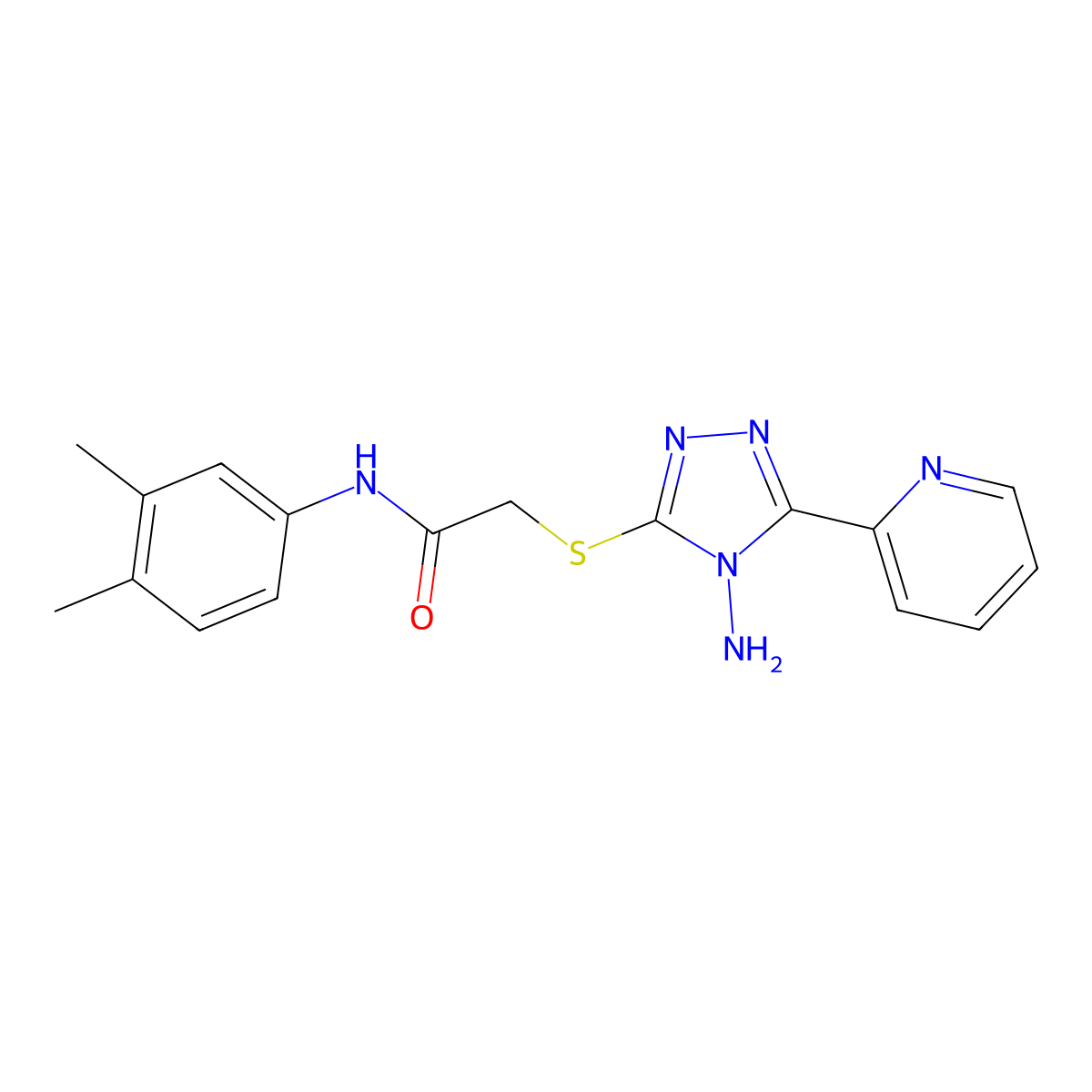 2-{[4-amino-5-(pyridin-2-yl)-4H-1,2,4-triazol-3-yl]sulfanyl}-N-(3,4-dimethylphenyl)acetamide molecular structure, CAS 768377-56-6
