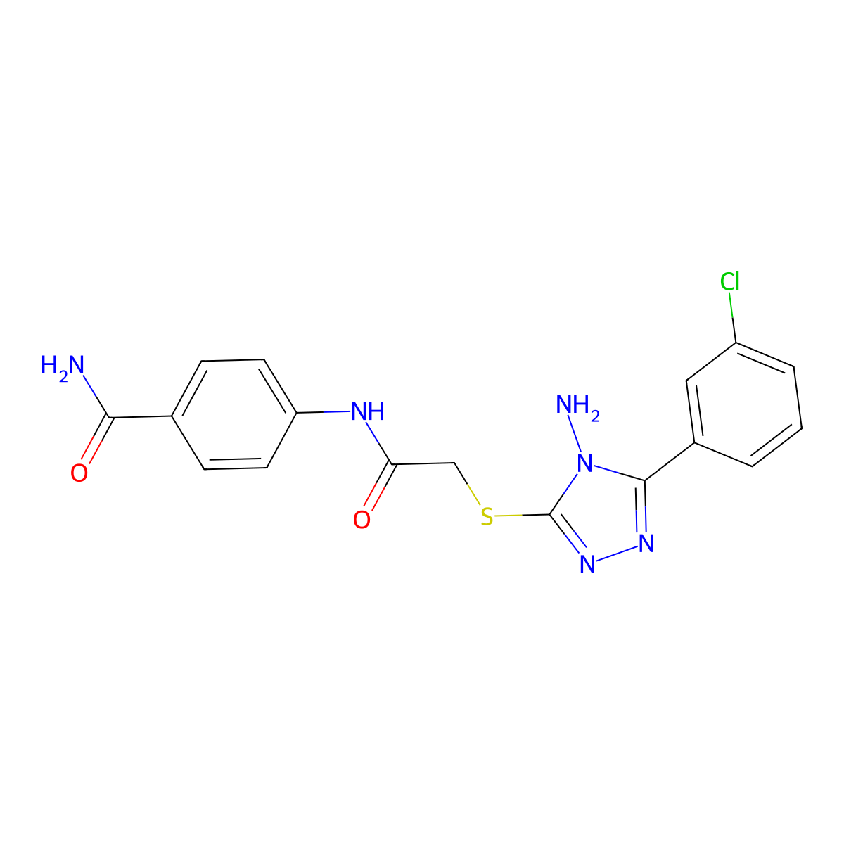 4-[({[4-amino-5-(3-chlorophenyl)-4H-1,2,4-triazol-3-yl]sulfanyl}acetyl)amino]benzamide molecular structure, CAS 768379-34-6