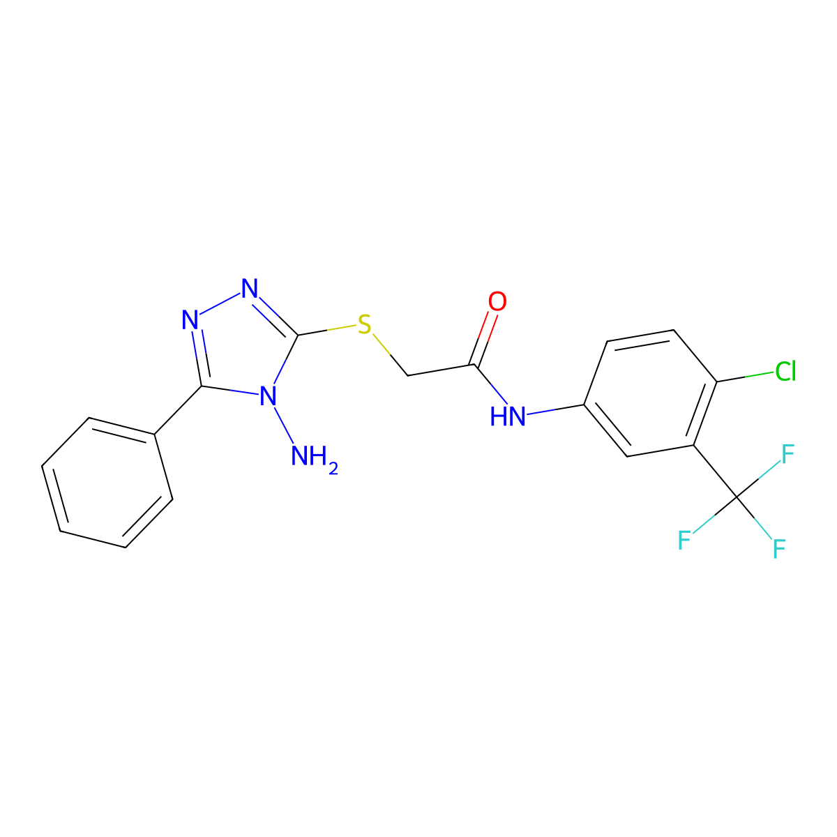 2-((4-amino-5-phenyl-4H-1,2,4-triazol-3-yl)thio)-N-(4-chloro-3-(trifluoromethyl)phenyl)acetamide molecular structure, CAS 768379-67-5