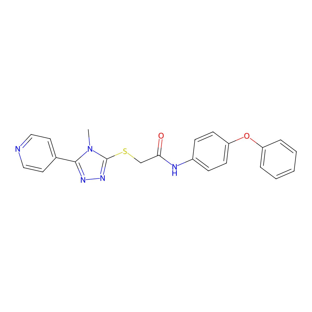 2-{[4-methyl-5-(pyridin-4-yl)-4H-1,2,4-triazol-3-yl]sulfanyl}-N-(4-phenoxyphenyl)acetamide molecular structure, CAS 768379-87-9