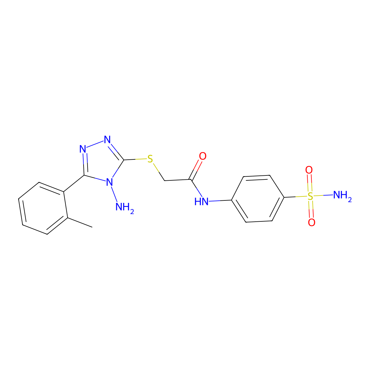 2-{[4-amino-5-(2-methylphenyl)-4H-1,2,4-triazol-3-yl]sulfanyl}-N-(4-sulfamoylphenyl)acetamide molecular structure, CAS 768380-27-4
