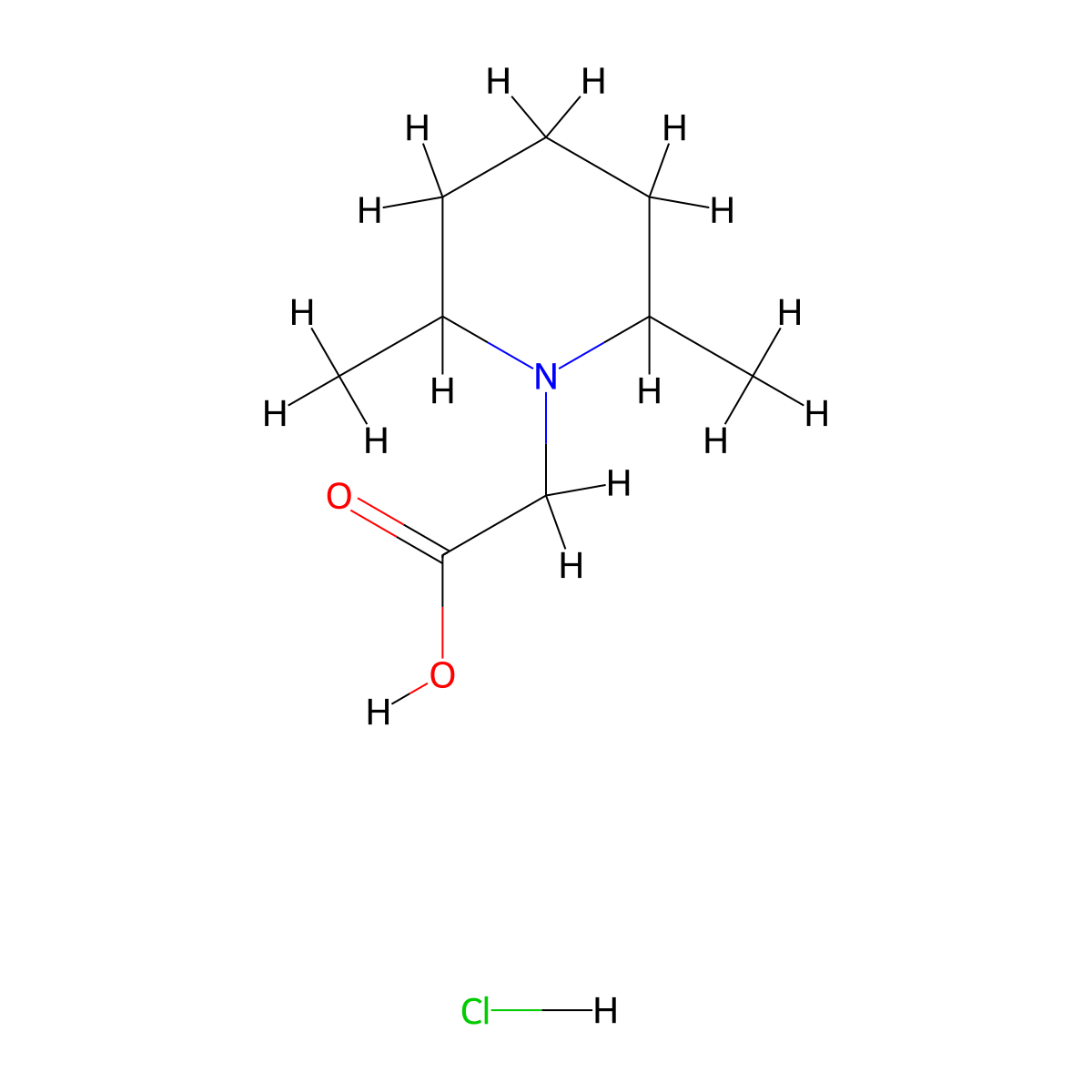(2,6-Dimethylpiperidin-1-yl)acetic acid hydrochloride molecular structure, CAS 768385-33-7