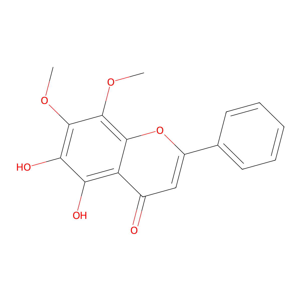 5,6-Dihydroxy-7,8-dimethoxyflavone molecular structure, CAS 76844-65-0