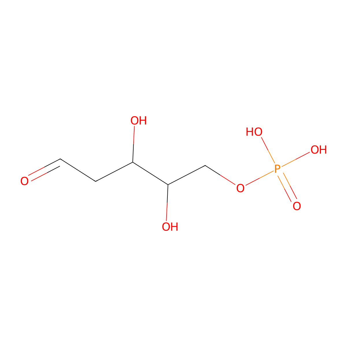 2-Deoxy-D-ribose 5-phosphate molecular structure, CAS 7685-50-9