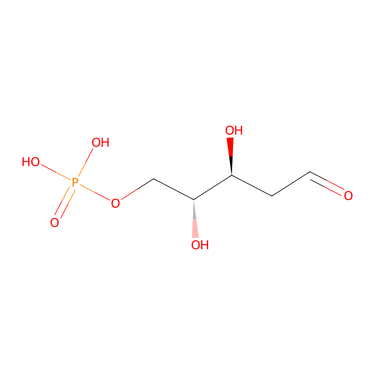 2-Deoxy-D-ribose 5-phosphate molecular structure, CAS 7685-50-9