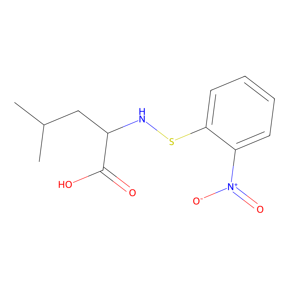 N-2-Nitrophenylsulfenyl-L-leucine molecular structure, CAS 7685-67-8